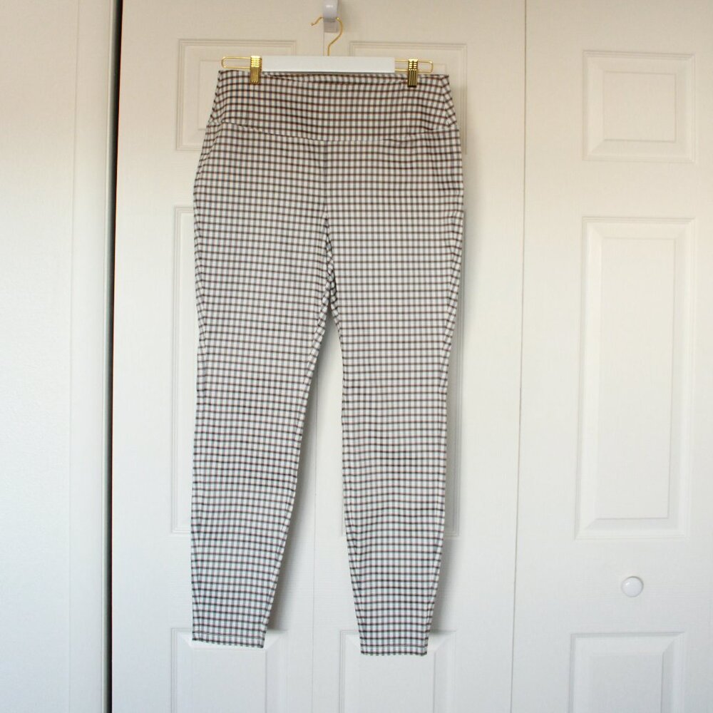 Worthington beige and white plaid skinny pants size 12